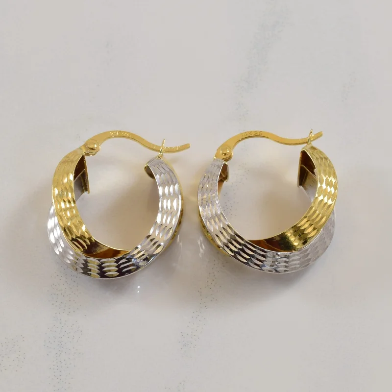 High-End Sparkle, Low-End Prices – Jewelry Sale Live Textured Two Tone Gold Hoop Earrings |