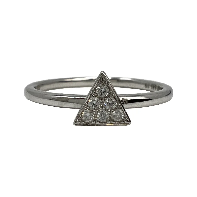 Luxury Jewelry Sale – Sparkle For Less 14K White Gold Ring with Triangular Shaped Pave Diamond Embellished Center Piece Luxury Jewelry Sale – Sparkle For Less 14K White Gold Ring with Triangular Shaped Pave Diamond Embellished Center Piece