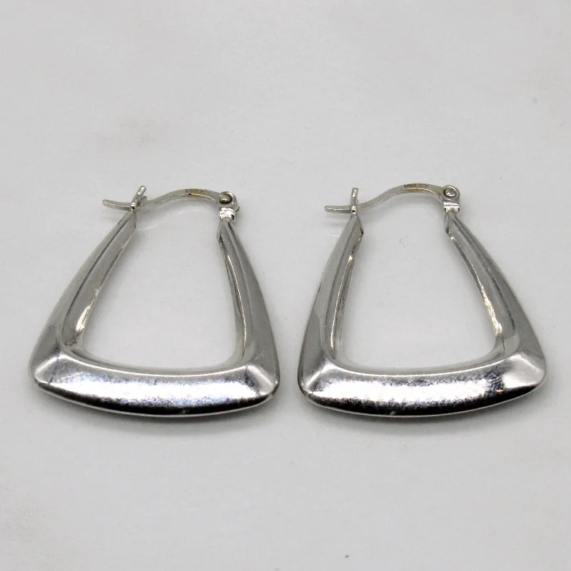 Elegant Jewelry Styles At Budget-Friendly Prices 14k White Gold Soft Trianglular Hoop Earrings