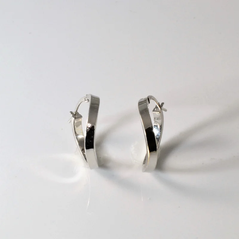 Grab Exquisite Jewelry At The Lowest Prices 14k White Gold Wavy Hoop Earrings |