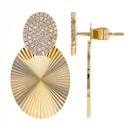 Handcrafted Beauty At Affordable Prices 14K Yellow Post Diamonds Earrings with Gold Fluted Jackets Handcrafted Beauty At Affordable Prices 14K Yellow Post Diamonds Earrings with Gold Fluted Jackets