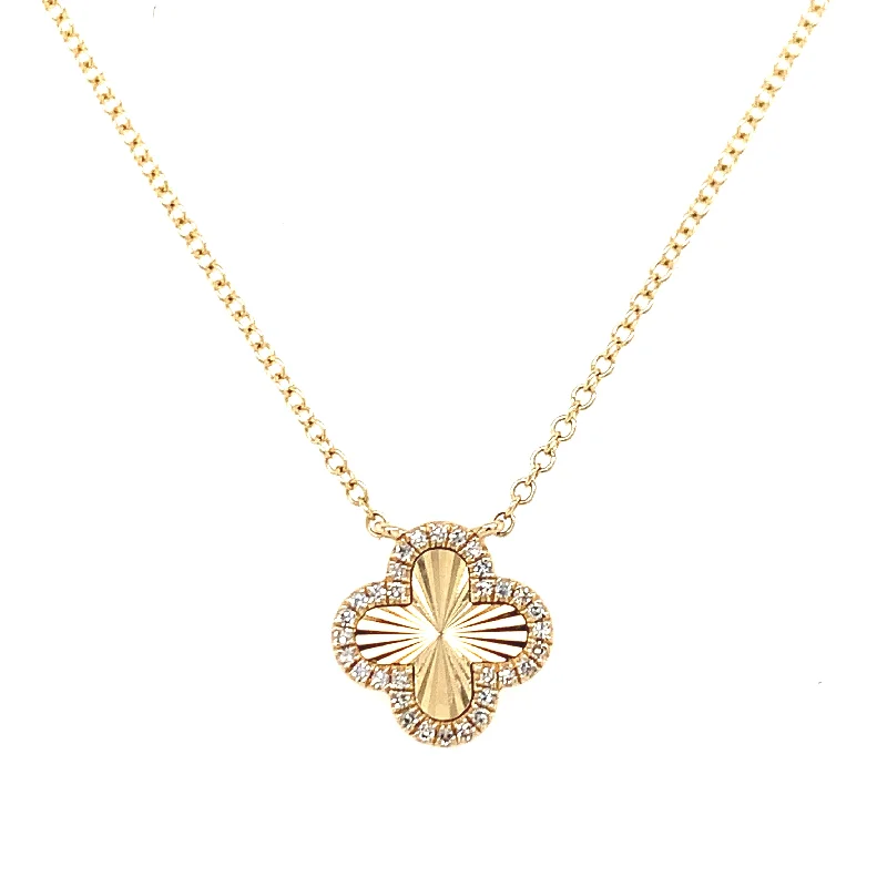 Sparkle On A Budget – Fine Jewelry For Less 14K Yellow Gold Diamond Fluted Quatrefoil Necklace