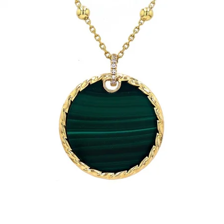 Don't Miss Out On Jaw-Dropping Jewelry Discounts 14K Yellow Gold Malachite Disk Pendant