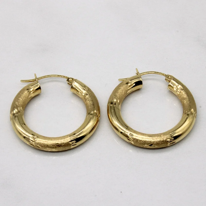 High-End Jewelry, Now More Affordable Than Ever 14k Yellow Gold Ornate Hoop Earrings