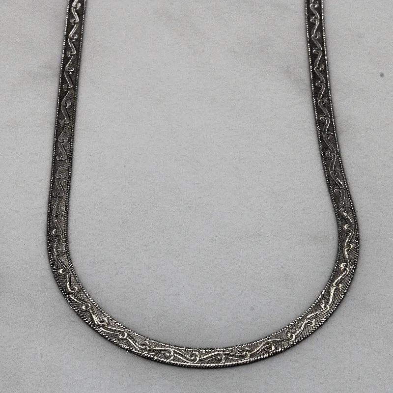 Special Sale On Handcrafted Jewelry – Shop Today 18k White Gold Patterned Herringbone Necklace | 16" |