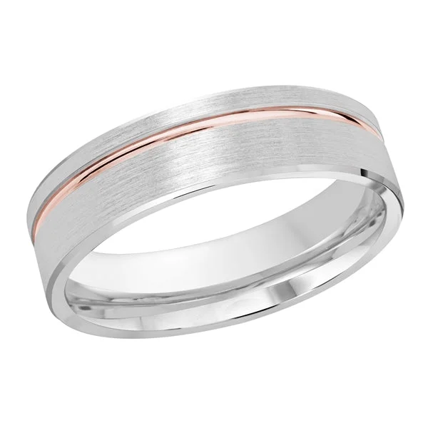 Make Every Moment Shine – Jewelry Discounts Available 6MM White/Pink Gold Carved Satin Wedding Band