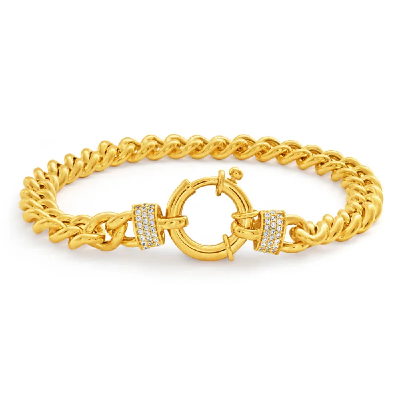 Limited-Time Jewelry Sale – Elegant Styles At Less 9ct Yellow Gold Zirconia Curb Bracelet