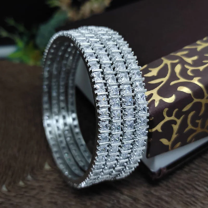 Aamrapali Silver Plated AD Bangle Set