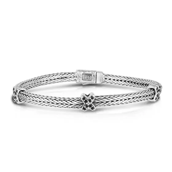 Buy More, Save More On Stunning Jewelry Pieces Black Sapphire X Woven Bracelet in Sterling Silver Buy More, Save More On Stunning Jewelry Pieces Black Sapphire X Woven Bracelet in Sterling Silver