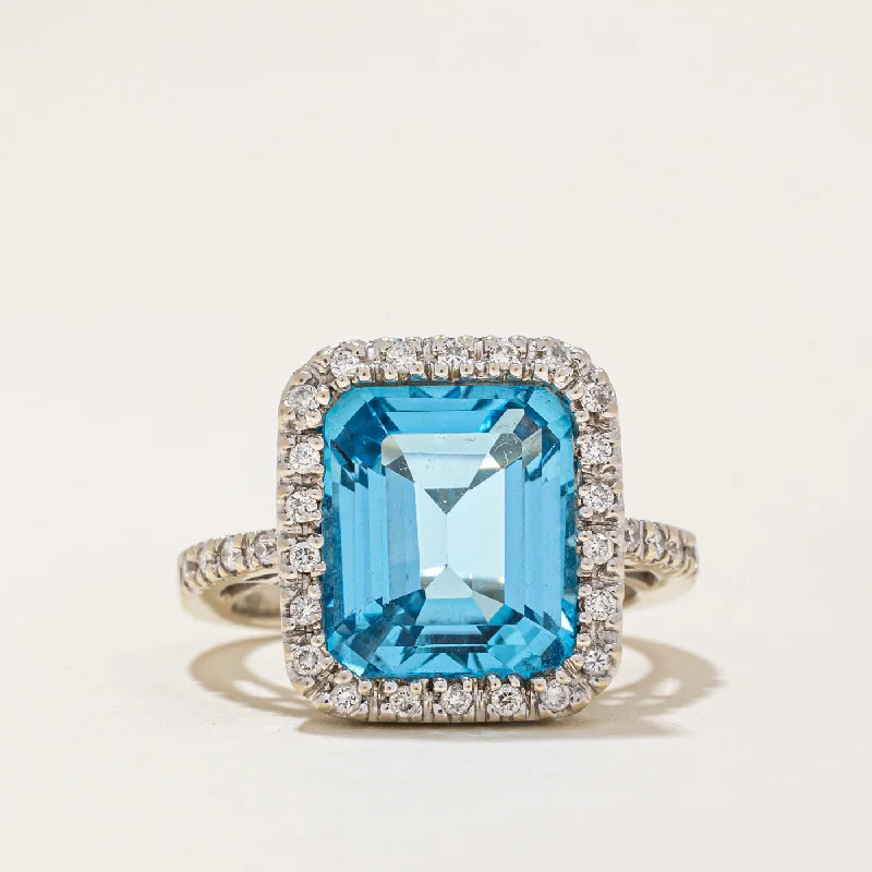 Luxury Jewelry Without The Luxury Price Tag Blue Topaz & Diamond Halo Cocktail Ring | 6.50ct, 0.25ctw | SZ 5.25 |