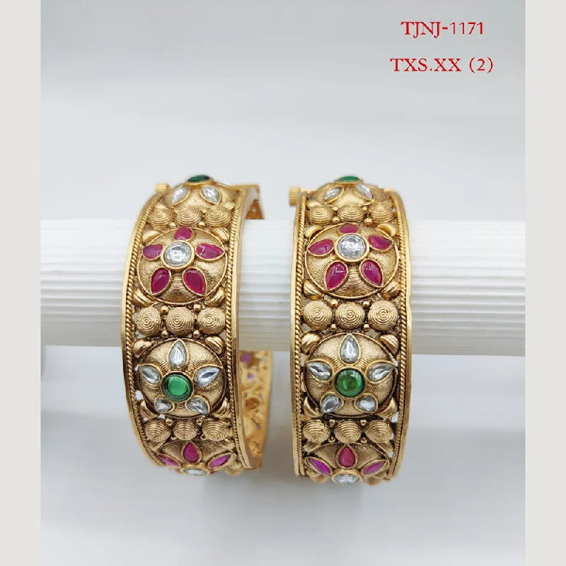 Choice Gold Plated Pota Stone Bangles Set