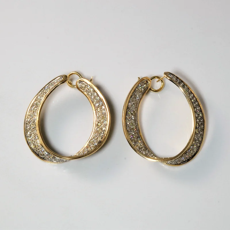Stunning Jewelry At Even More Stunning Prices Inside Out Diamond Wave Hoop Earrings | 3.88ctw |