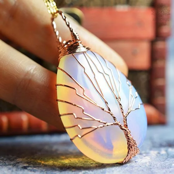 Stunning Jewelry At A Fraction Of The Price Handmade Tree Of Life Opalite Necklace