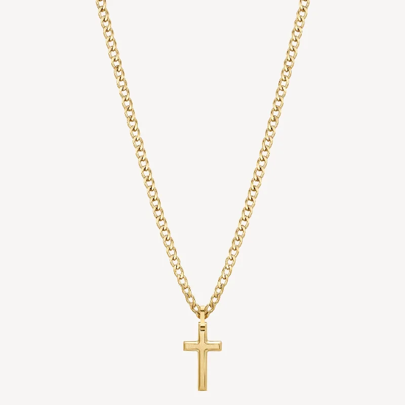 Seasonal Jewelry Deals – Elevate Your Style Cross Necklace in Gold Plated Stainless Steel