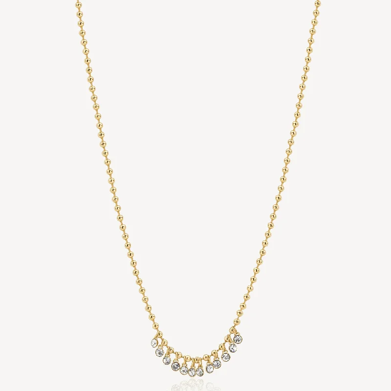 Fashion-Forward Jewelry At Incredible Prices Crystal Beaded Bib Drop Necklace in Gold Plated Stainless Steel