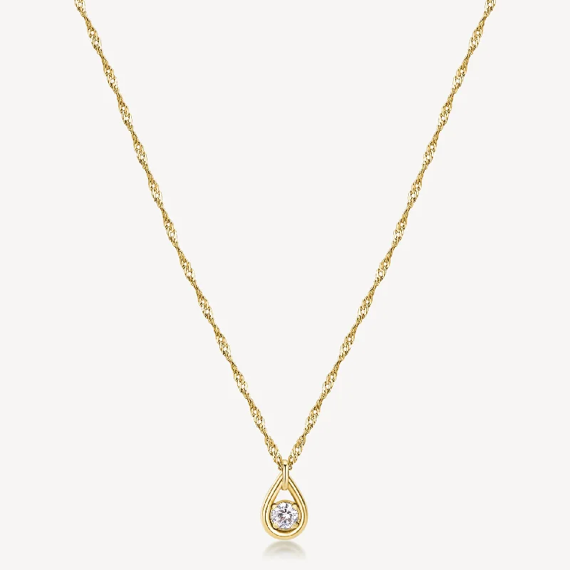 High-Quality Jewelry At A Fraction Of The Cost Cubic Zirconia Pendant Necklace in Gold Plated Stainless Steel