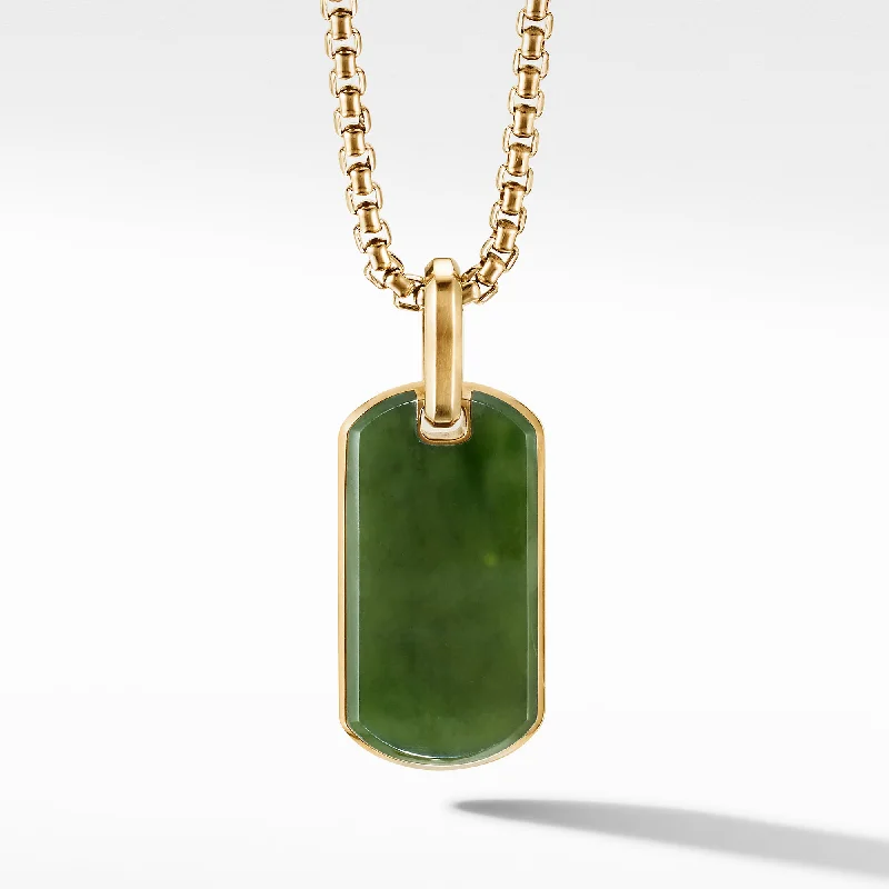 Versatile Layering Jewelry For Effortless Chic Chevron Tag in 18K Yellow Gold with Nephrite Jade\, 27mm Versatile Layering Jewelry For Effortless Chic Chevron Tag in 18K Yellow Gold with Nephrite Jade\, 27mm