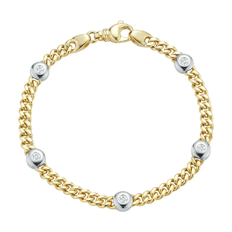 Get Ready To Sparkle – Special Jewelry Discounts Diamond Bezel Station Curb Bracelet in 14K Two Tone Gold