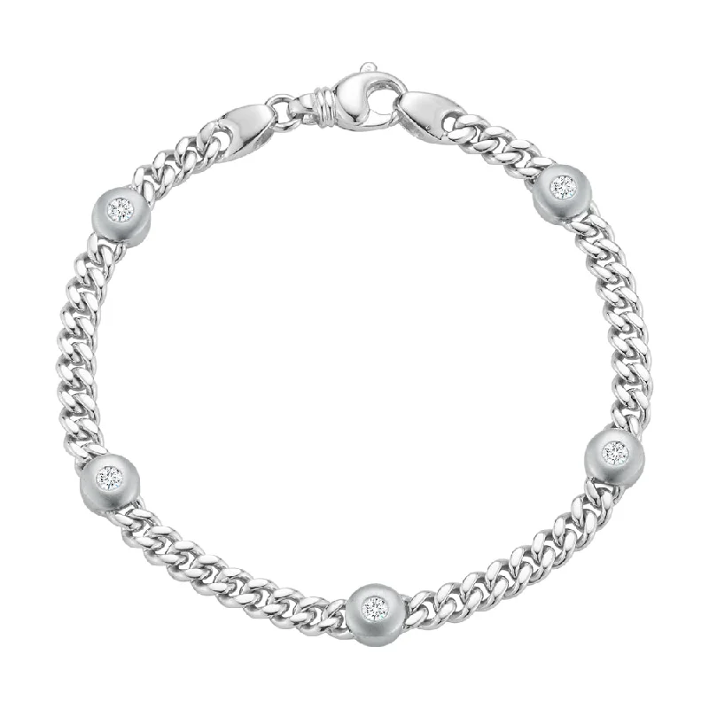 The Biggest Jewelry Sale Of The Year Is Here Diamond Bezel Station Curb Bracelet in 14K White Gold