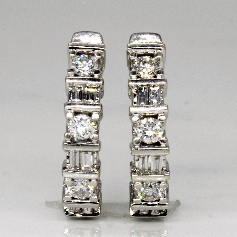 Classic And Modern Jewelry Styles On Sale Mixed Cut Diamond Huggie Hoop Earrings | 0.36ctw |
