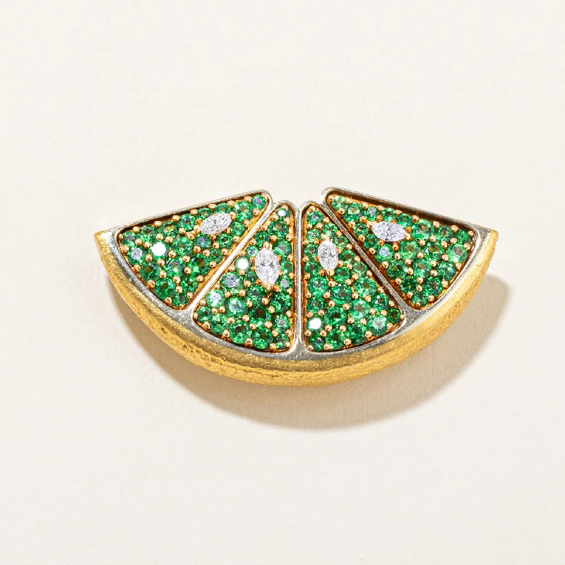 Don't Miss Out On Jaw-Dropping Jewelry Discounts Mark Patterson' Diamond & Tsavorite Lime Brooch | 2.90ctw, 0.25ctw |