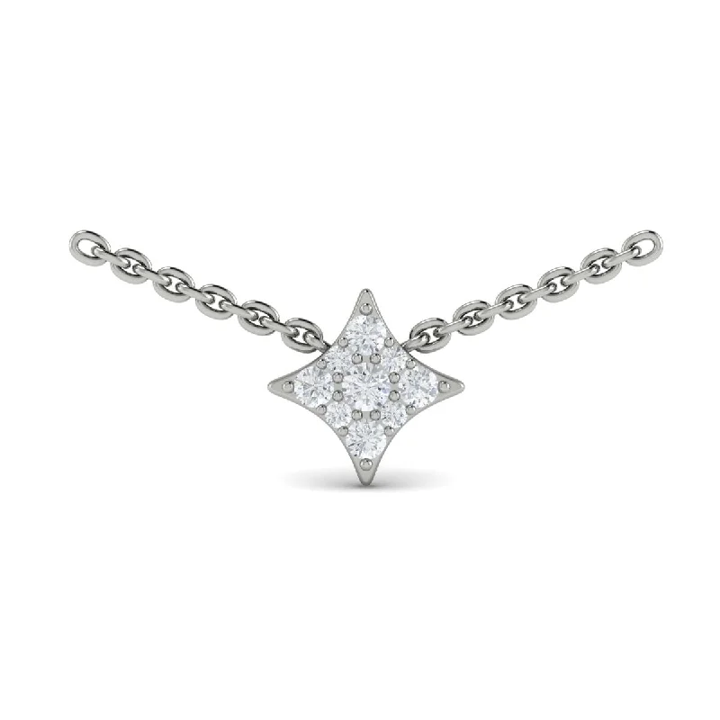 Make Your Outfit Shine With Discounted Jewelry Diamond Burst Necklace in 14K White Gold
