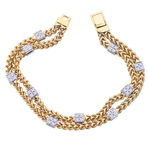 Must-Have Jewelry At Unbelievable Discounts Diamond Square Double Row Station Bracelet in 14K Two Tone Gold Must-Have Jewelry At Unbelievable Discounts Diamond Square Double Row Station Bracelet in 14K Two Tone Gold