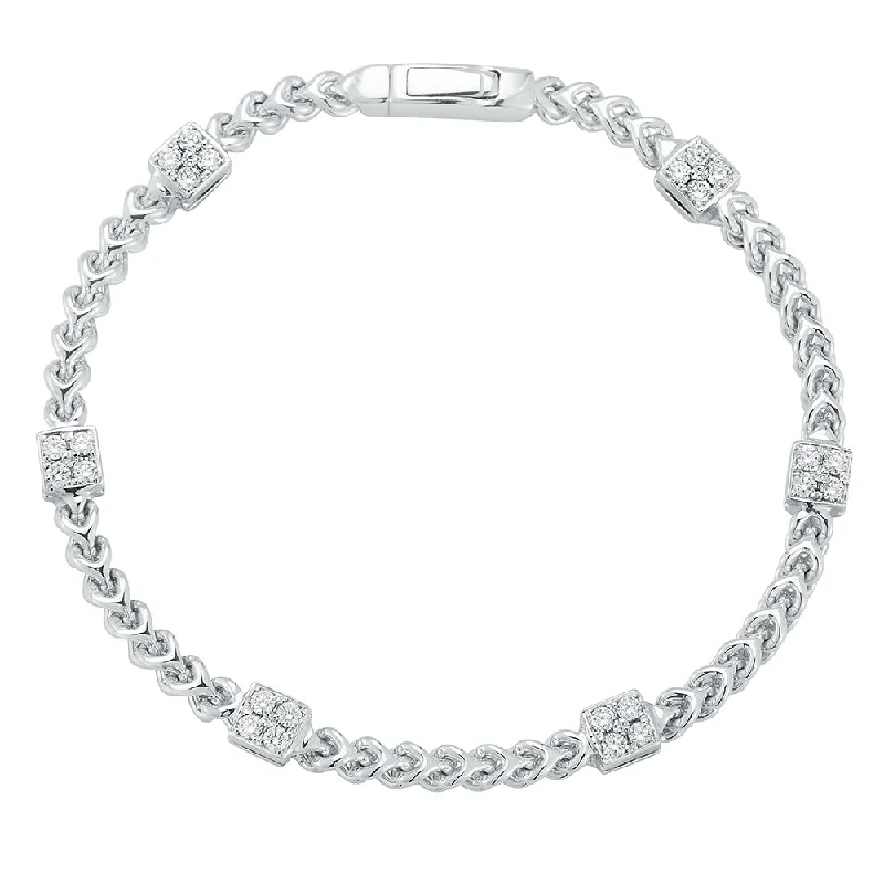 Dainty And Elegant Jewelry Now At Reduced Prices Diamond Square Station Bracelet in 14K White Gold Dainty And Elegant Jewelry Now At Reduced Prices Diamond Square Station Bracelet in 14K White Gold