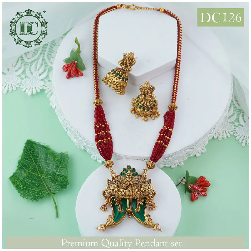 Handcrafted Jewelry Sale – Unique Designs At Low Prices Diksha Collection Matte Finish Temple Long Necklace Set