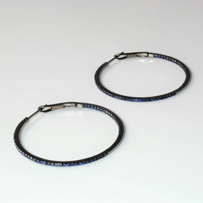 Shop Fine Jewelry With Amazing Deals Black Gold Inside Out Sapphire Hoop Earrings | 0.87ctw |