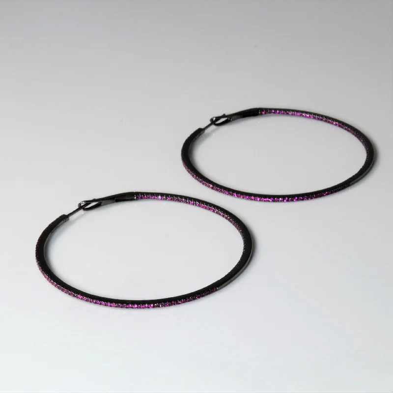 Timeless Elegance At Unbelievable Discounts Black Gold Inside Out Pink Sapphire Hoop Earrings | 1.00ctw |