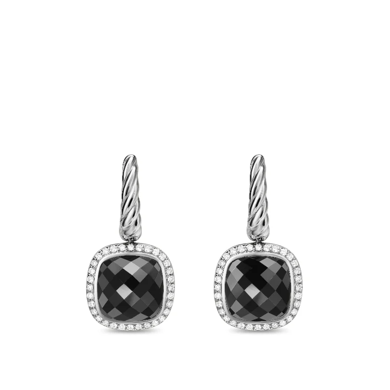 Premium Jewelry, Premium Discounts – Act Fast Albion® Drop Earrings in Sterling Silver with Black Onyx and Diamonds\, 10mm Premium Jewelry, Premium Discounts – Act Fast Albion® Drop Earrings in Sterling Silver with Black Onyx and Diamonds\, 10mm