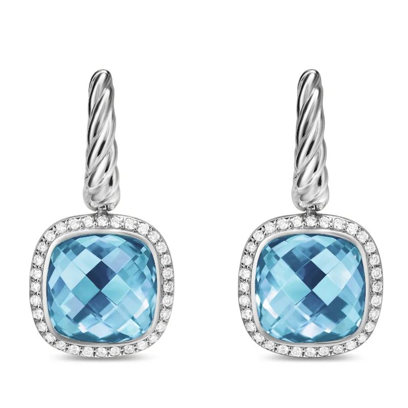 Accessorize For Less – Luxury Jewelry At Affordable Prices Albion® Drop Earrings in Sterling Silver with Blue Topaz and Diamonds\, 10mm Accessorize For Less – Luxury Jewelry At Affordable Prices Albion® Drop Earrings in Sterling Silver with Blue Topaz and Diamonds\, 10mm