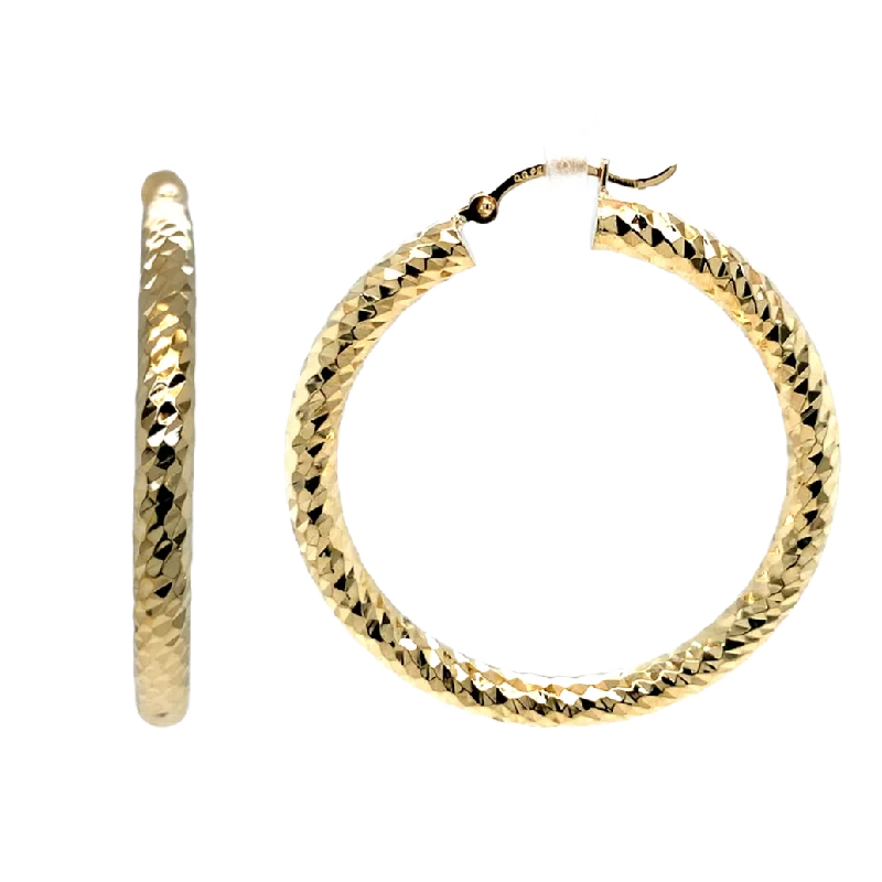 Versatile Layering Jewelry For Effortless Chic 14K Diamond Cut Hoops