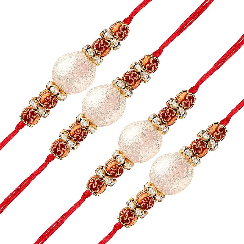 Celebrate With Sparkle – Jewelry Sale Now Live Etnico Ethnic Designer Pearl Stone Combo Rakhi Bracelet with Roli Chawal for Men/Brother/ Bhaiya (Pack of 4)(R021-4)