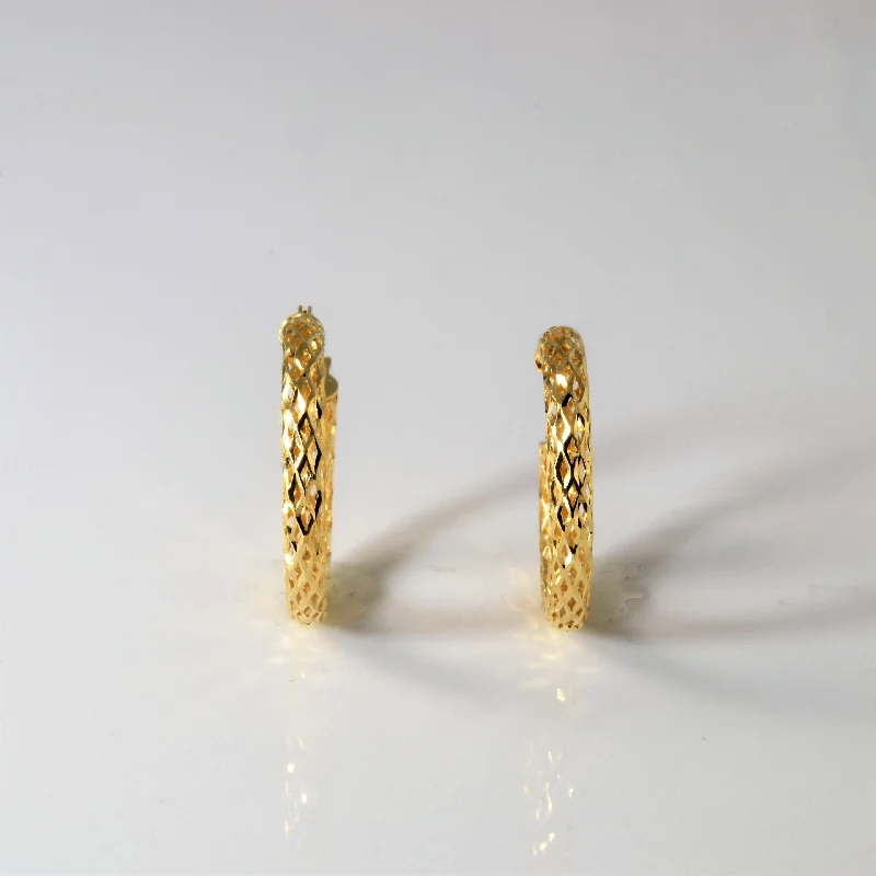 Handcrafted Beauty At Affordable Prices Yellow Gold Patterned Hollow Hoop Earrings |