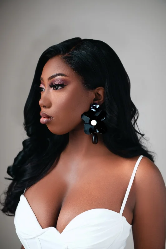 Premium Jewelry At Special Low Prices For A Limited Time FLOWER earrings in Black