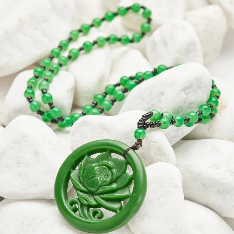 Unique Jewelry Designs Now At Discounted Rates Green Jade Crystal Flower Pendant