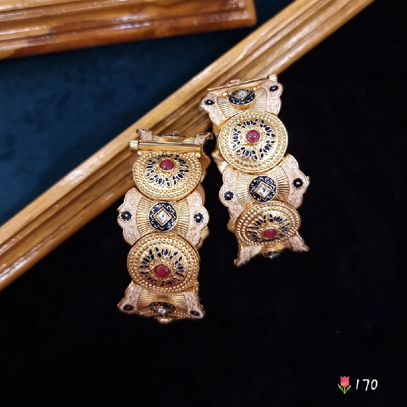 Best Jewelry Sale – Shop Exclusive Designs Now JCM Copper Gold Plated Pota Stone Openable Bangles Set