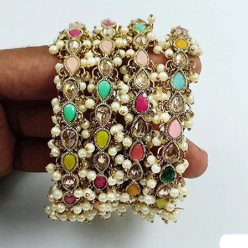 Luxury Jewelry Now At Special Promotional Rates Jcm Gold Plated Crystal Stone And Pearls Bangles Set