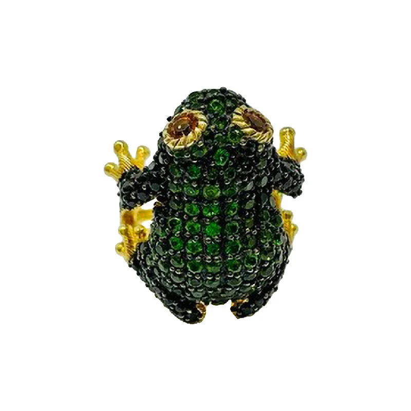 Luxury Meets Affordability – Jewelry Sale Live Now Judith Ripka Vermeil Frog Ring with Green and Black Gemstones Luxury Meets Affordability – Jewelry Sale Live Now Judith Ripka Vermeil Frog Ring with Green and Black Gemstones
