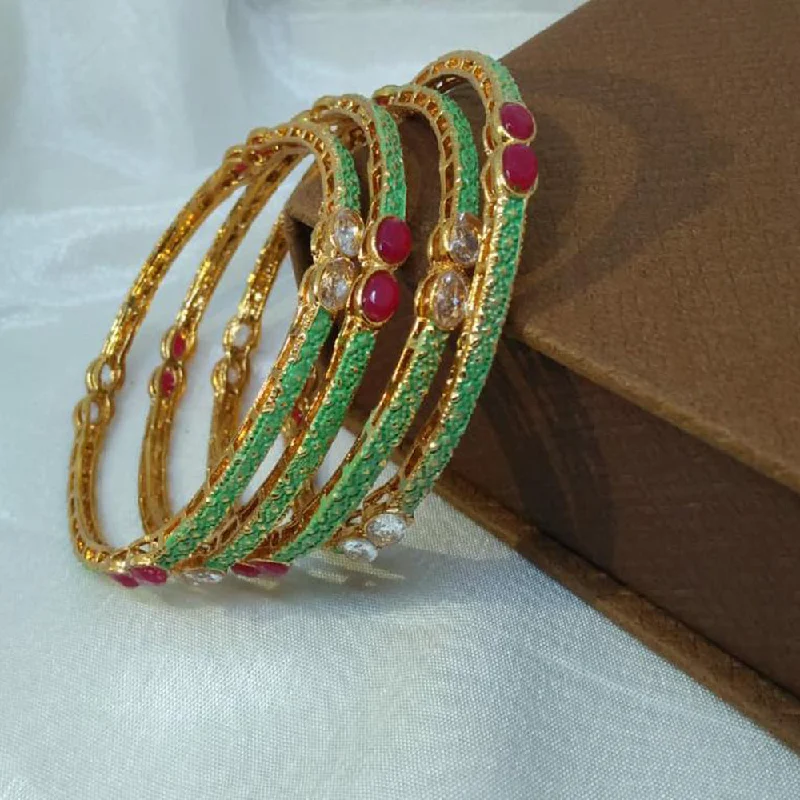 High-Quality Gemstone Jewelry For Special Occasions Kavita Art Gold Plated Pota Stone Bangles Set High-Quality Gemstone Jewelry For Special Occasions Kavita Art Gold Plated Pota Stone Bangles Set