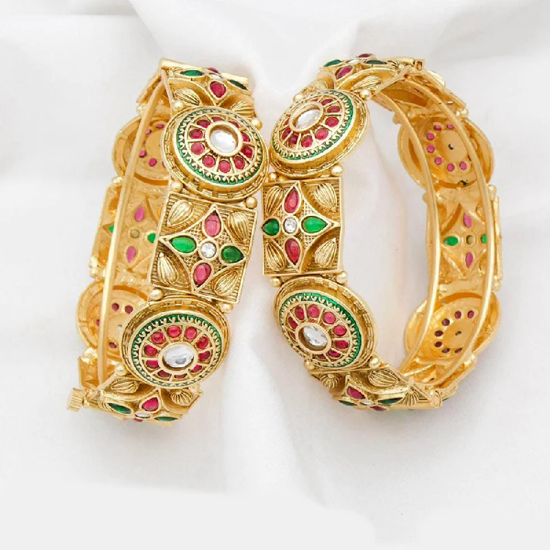 Flash Sale On Exquisite Jewelry – Don't Miss Out Kavita Art Gold Plated Pota Stone Openable Bangles Set Flash Sale On Exquisite Jewelry – Don't Miss Out Kavita Art Gold Plated Pota Stone Openable Bangles Set