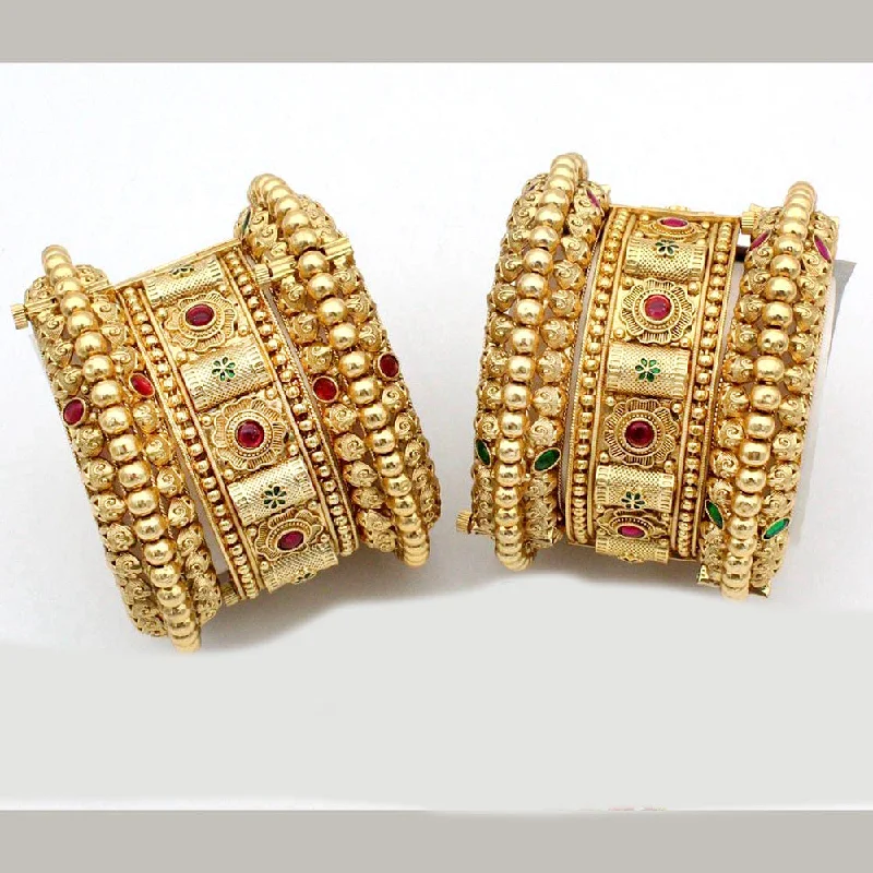 Handcrafted Jewelry Sale – Unique Designs At Low Prices Kavita Art Gold Plated Pota Stone Openable Bangles Set