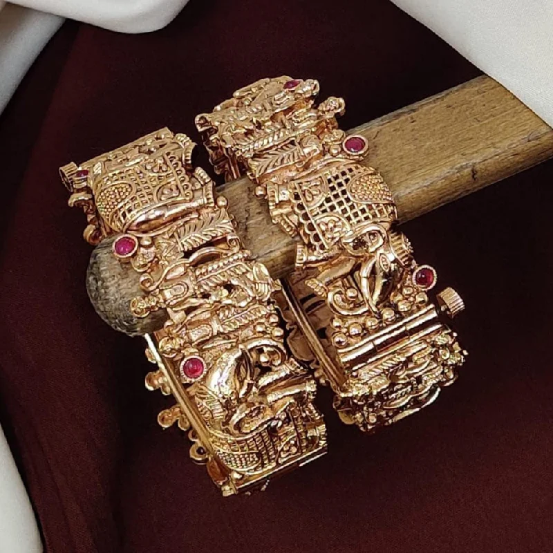 Modern Statement Jewelry For Bold Styling Kavita Art Gold Plated Pota Stone Openable Bangles Set Modern Statement Jewelry For Bold Styling Kavita Art Gold Plated Pota Stone Openable Bangles Set