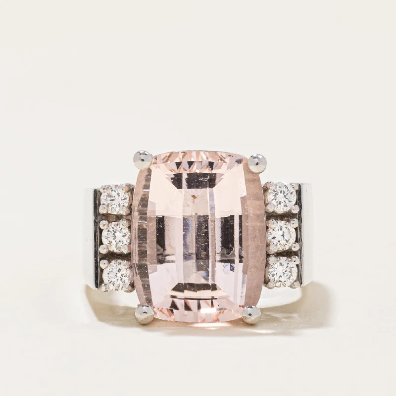 Affordable Elegance – Special Jewelry Sale Now Live Kunzite & Diamond Cocktail Ring | 8.50ct, 0.33ctw | SZ 5.75 |