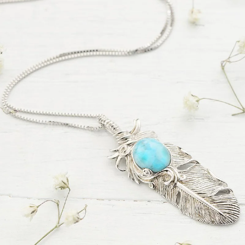 Breathtaking Jewelry At Limited-Time Savings Larimar Feather Necklace