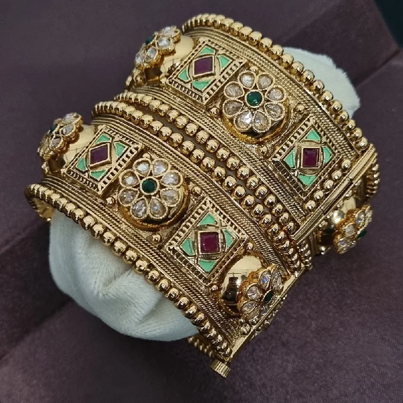 Bohemian-Inspired Jewelry For Free-Spirited Fashion Lucentarts Jewellery Gold Plated Ad Stone And Pota Stone Openable Bangles Set Bohemian-Inspired Jewelry For Free-Spirited Fashion Lucentarts Jewellery Gold Plated Ad Stone And Pota Stone Openable Bangles Set
