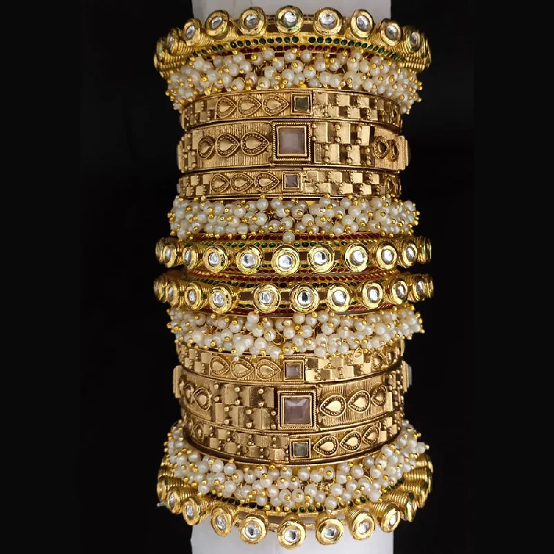 Elegant Jewelry, Affordable Luxury – Shop Now Lucentarts Jewellery Gold Plated Kundan And Pearl Bangles Set Elegant Jewelry, Affordable Luxury – Shop Now Lucentarts Jewellery Gold Plated Kundan And Pearl Bangles Set
