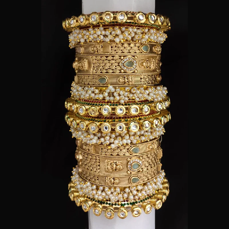 Shop Jewelry That Shines Without The High Price Lucentarts Jewellery Gold Plated Kundan And Pearl Bangles Set Shop Jewelry That Shines Without The High Price Lucentarts Jewellery Gold Plated Kundan And Pearl Bangles Set